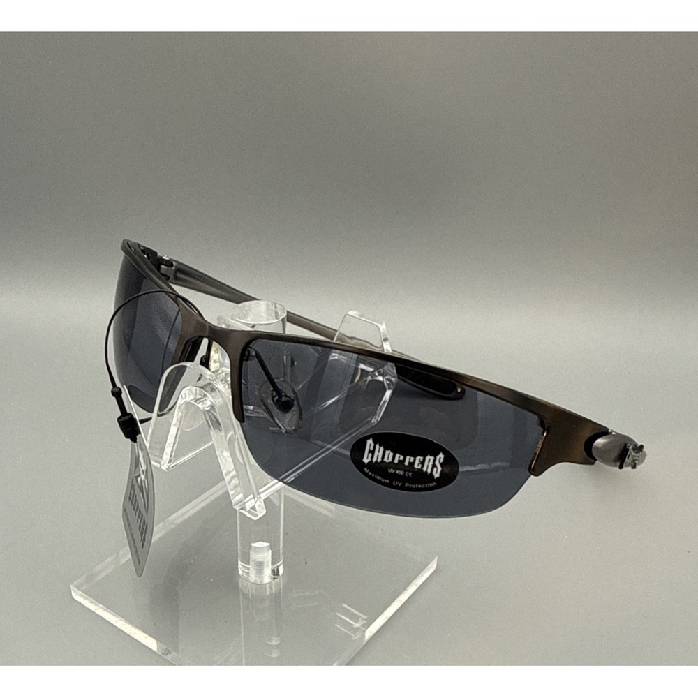 Choppers Black Skull Silver Flame Sunglasses Motorcycle UV400 Unisex SemiRimless
